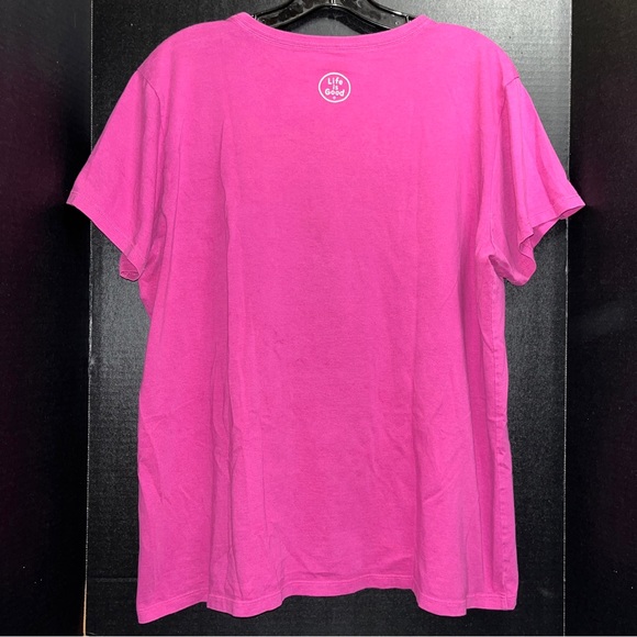 ποΈ Life is Good t-shirt, V-neck, 100% cotton, dark pink/fuchsia, camping theme - Picture 6 of 9